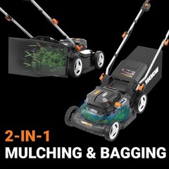 Worx 40V 17” Cordless Push Lawn Mower (2 Batteries & Charger Included) WG745