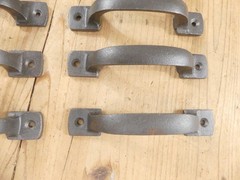 12 Cast Iron Kitchen Cabinet Handles *SOME RUST* Drawer Pulls Nickel Silver Door