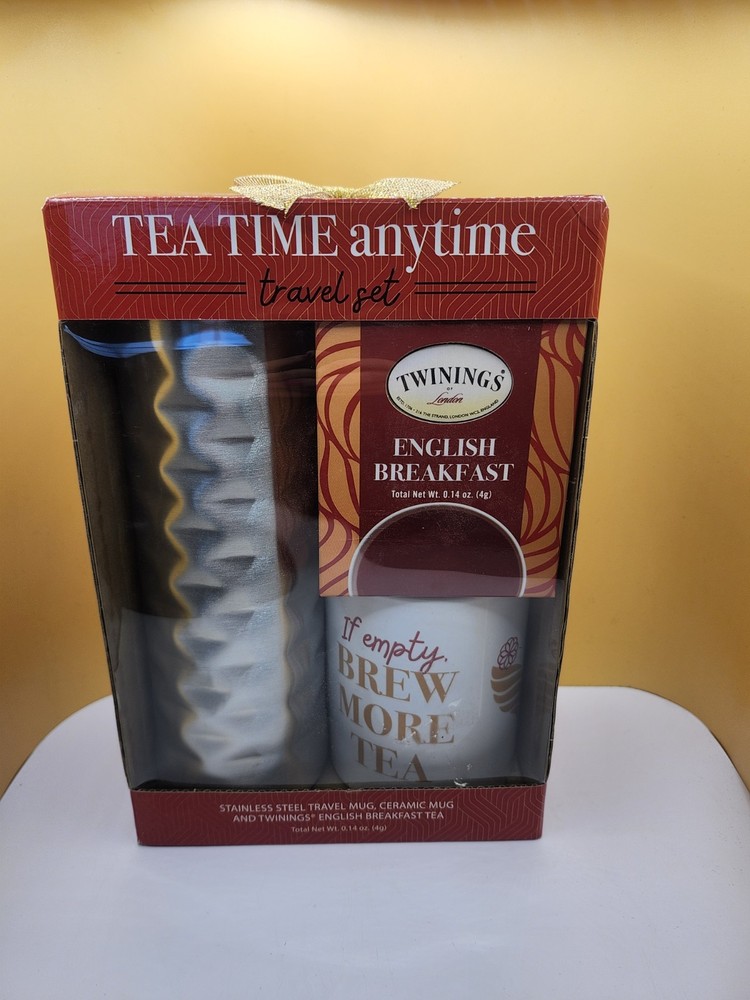 Twinings Tea Time Anytime Travel Set Stainless Steel Tumbler Ceramic Mug Tea