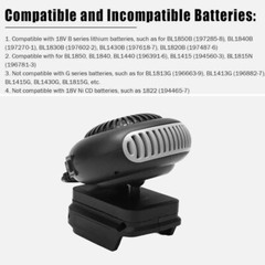 Small Space Heater 170W 2 Gears 18V Battery Operated Electric Fan Heater