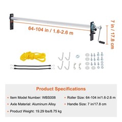 Dump Truck Trailer Hand Crank Manual Pull Tarp Roller Kit 64″ to 104″ Wide