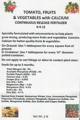 FERTILIZER TOMATO, FRUIT & VEGETABLE 9-4-12 with CALCIUM Continuous Rls 2 LB BAG