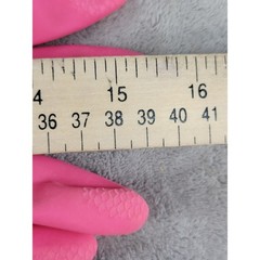 Pink Floral Cuff Rubber Cleaning Gloves Medium Retro Kitschy Waterproof 15.5 In