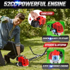 52cc 2-Cycle Weed Wacker Gas Powered 3-in-1 String Trimmer/Edger Grass Trimmer