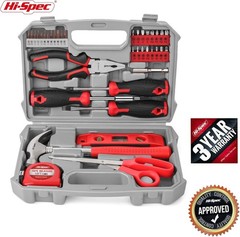 Hi-Spec Red Household Tool Kit Set with Toolbox for Home & Office Repair