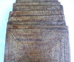 4~Honey Brown Tava Rattan Handwoven Rectangular 18″ x 12 1/2″ Placemats