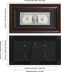 Paper Money Holder Dollar Bill Display Currency Frame, Easel Stand & Wall Hanger