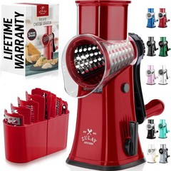 Manual Rotary Cheese Grater 5 Blade Shredder & Vegetable Slicer