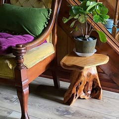 GREENAGE Natural Cedar Mushroom Stool Plant Stand Nightsstand Side Table 13.5″ H