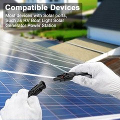 10 AWG Solar Panel Extension Cable PV Wire Solar Connector Pair Black & Red 6mm²