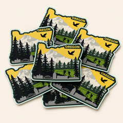 Oregon State Shape Adventure Vinyl Sticker 4×3 Inch Waterproof & Fade Resistant