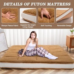 Fleece Foldable Japanese Floor Mattress-Super Soft Fuzzy Sleeping Pad for Adults