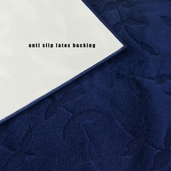 Custom Size Navy Leaves Floral Design Washable Runner Rugs 26″ Wide by Feet Size