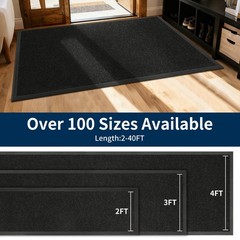 Black Heavy Duty Commercial Entrance Mat Non Slip Beveled Edge Wheelchair Rug