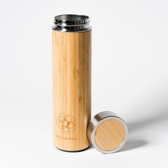 Leela Quantum Water Bottle in bamboo design, Vacuum Seal Leak-proof Lid, Cold…