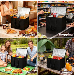2 I 4 Pack Insulated Reusable Grocery Shopping Bags with zippered top,Food Deliv