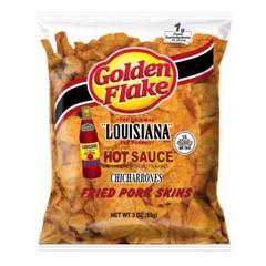 Golden Flake Pork Skins Louisiana Hot Sauce 4pk.