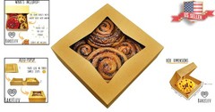 Food Safe 100 Pack Bakery Boxes, 8x8x2.5 Inches – Biodegradable, Window Design