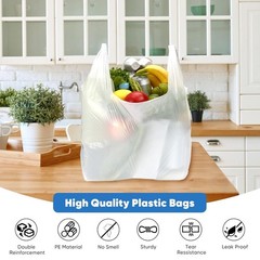 Plastic Grocery Bags With Handles 100 Pack 11.5×6.5×21 Heavy Duty Retail