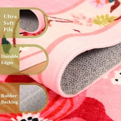 5×7 Pink Floral Rug for Living Room, Machine Washable Area Rugs with Non Slip…