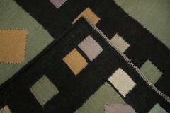 Green Geometric Kilim Area Rug 8×10 Flat-weave Oriental Turkish Any Room Carpet