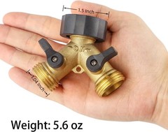 Garden Hose Splitter 2 Way Heavy Duty, Brass Faucet Adapter 3/4”, Yellow