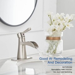 BWE Waterfall Single Hole Single-Handle Low-Arc Bathroom Sink Faucet
