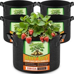 Jorvila 5pk 5Gal Heavy Duty 300G Fabric Planter Bags for Tomato Potato