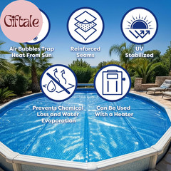 In the Swim 16′ X 32′ Premium Blue Rectangle Solar Pool Cover 12 Mil for Solar H