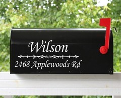 Set of 2 Mailbox Decal 11″x4.75″ Name /w Address Custom Personalized – 12 Fonts