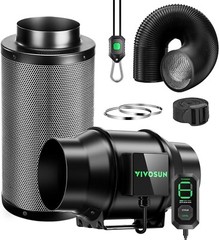 VIVOSUN AeroZesh G6 6” 388 CFM Inline Duct Fan w/E12,Carbon Filter & 8′ DuctinG