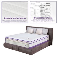 12 Inch King Size Mattress In a Box Gel Memory Foam Hybrid Spring Medium Firm