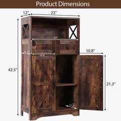 Brown Storage Cabinet with Doors & Drawers Freestanding Kitchen Pantry Cabinet