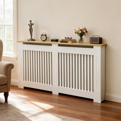 Modern Radiator Cover with Table Top, White Radiator Cabinet, Enclosure for Home
