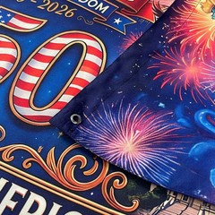 America 250th Anniversary Celebration Semicircle Fan Fence Flag – Non-Pleated