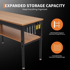48×24 in Adjustable Height Workbench 2500LBS Heavy-Duty Work Bench Table Garage