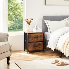 2Pcs Nightstand End Table Side Table with 2 Fabric Drawers Bedside Table Bedroom