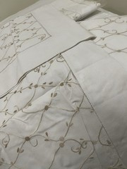 NWT Vietnam 3pc Full Duvet Set 100% Cotton White Embroidery 78”x78”