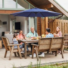 Sun-Ray 9′ Round Patio Umbrella with Push-Button Tilt & Crank Lift, Multi Colors