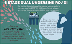 Dual Outlet Reverse Osmosis Water Filter System RO/DI 150 GPD Drinking/Aquarium