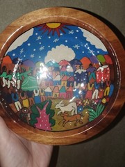 Beautiful Vibrantly Painted Wooden Decorative Bowl Cozumel Mexico