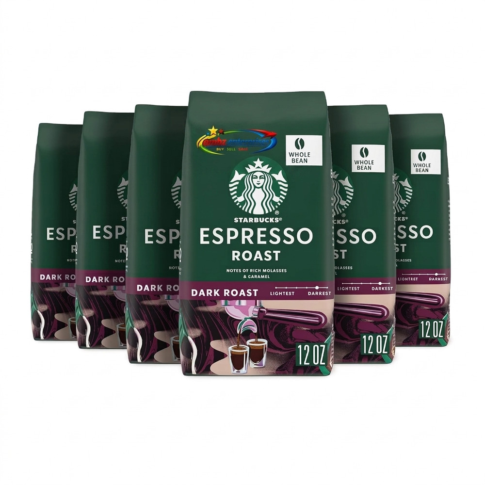 Starbucks Whole Bean Coffee, Dark Roast Espresso, 12 oz (6 Pack)