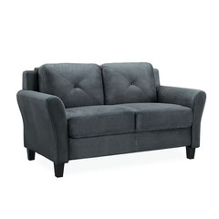 Harvard 58 In. Dark Gray Microfiber 2-Seat Loveseat with round Arms