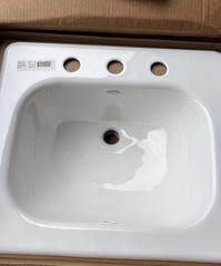 Kohler Tahoe 21″ drop in cast iron bathroom sink K-2895-8-0 white, wide spread