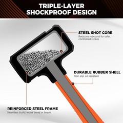 HORUSDY 4-Piece Dead Blow Hammer Set (0.5lb, 1lb, 2lb, 3lb) – One-Piece Molded
