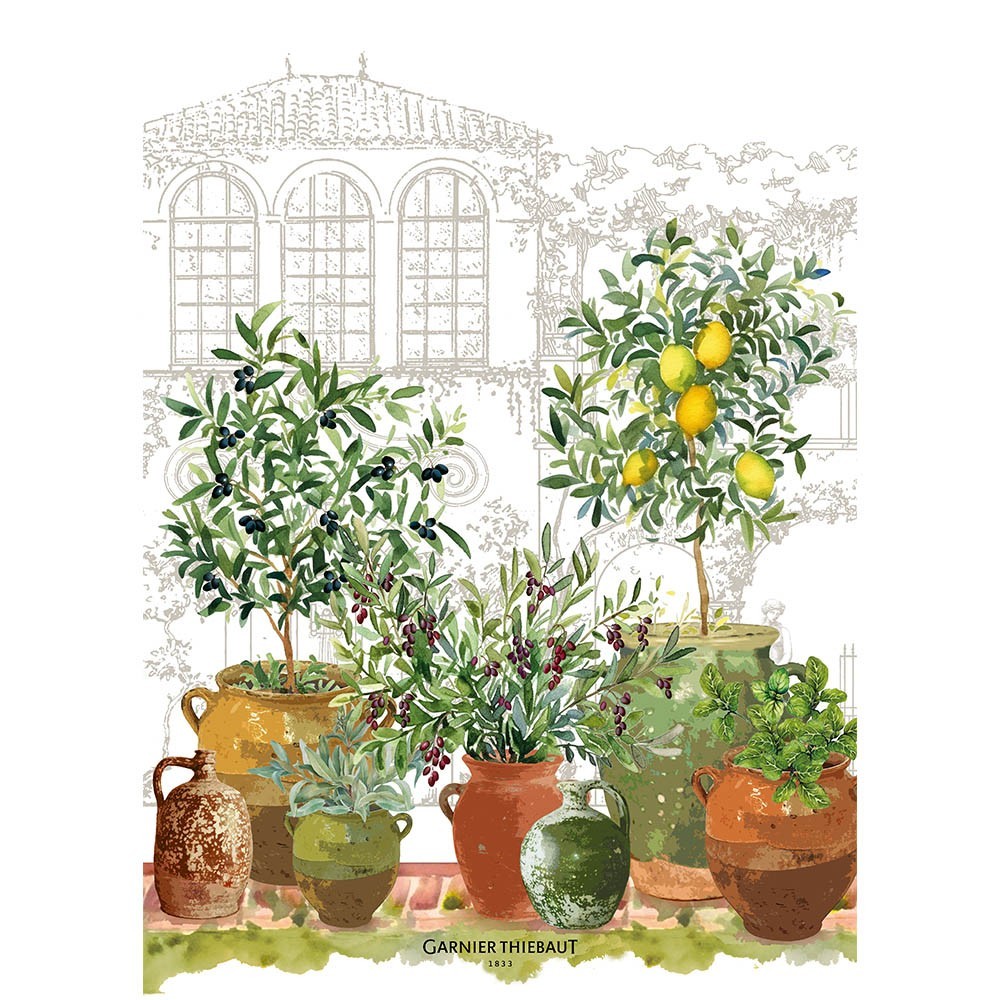 Jardin Tea Towel in linen/cotton blend by Garnier Thiebaut France