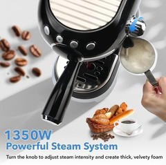 HBN 20 Bar Espresso Machine with Milk Frother, Coffee Maker with 27oz Tank 1350W