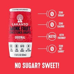 Lakanto Liquid Monk Fruit Extract Drops,Original Flavor, 1.76 Fl Oz