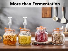 Square Fermentation Jar, 1 Liters Glass Fermenting Jar for Making Sauerkraut,…