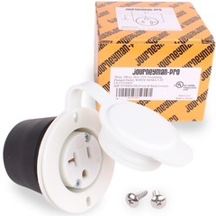 WHITE 125V 20A Flanged Outdoor Power Outlet Receptacle RV Boat 110V 5-20 5379